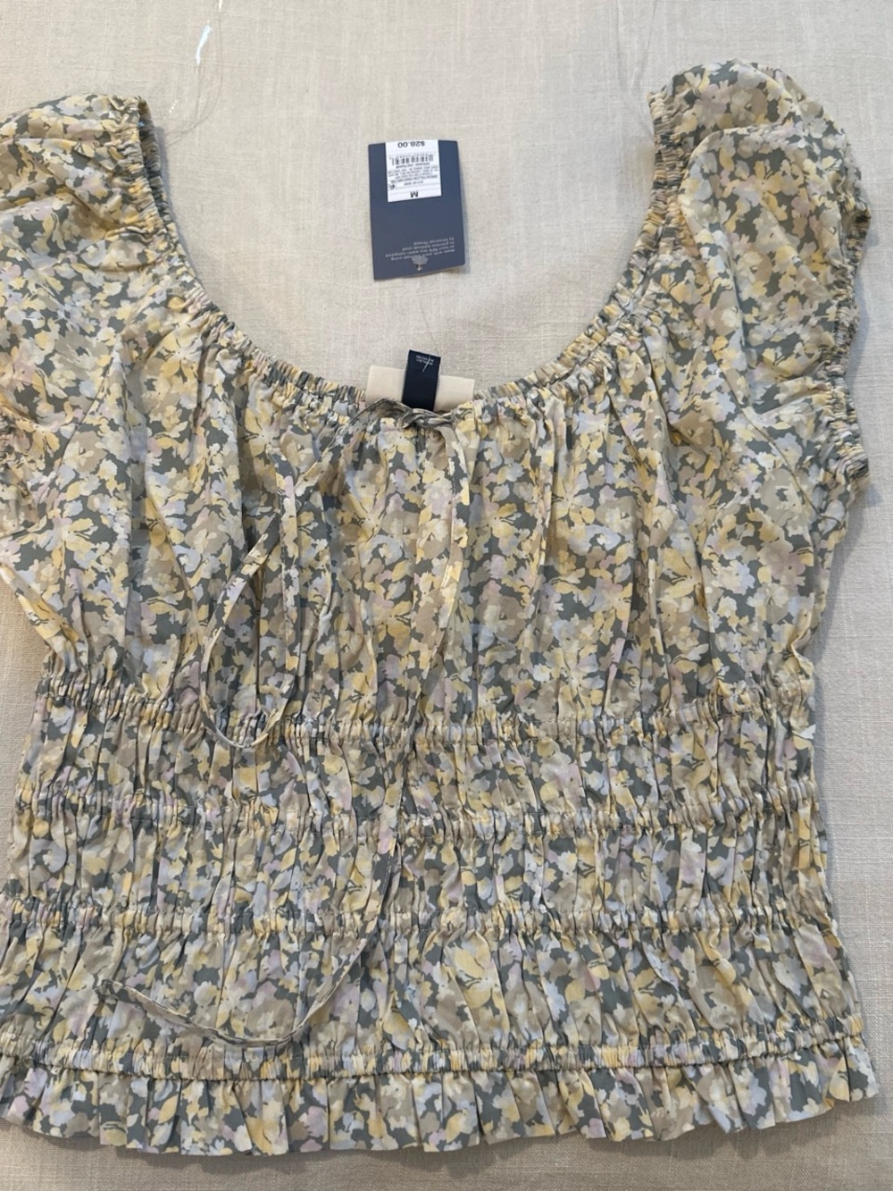 Universal Thread Yellow Floral Smocked Crop Top